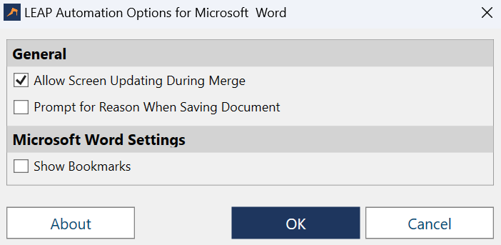 LEAP Automation Options for Microsoft Word