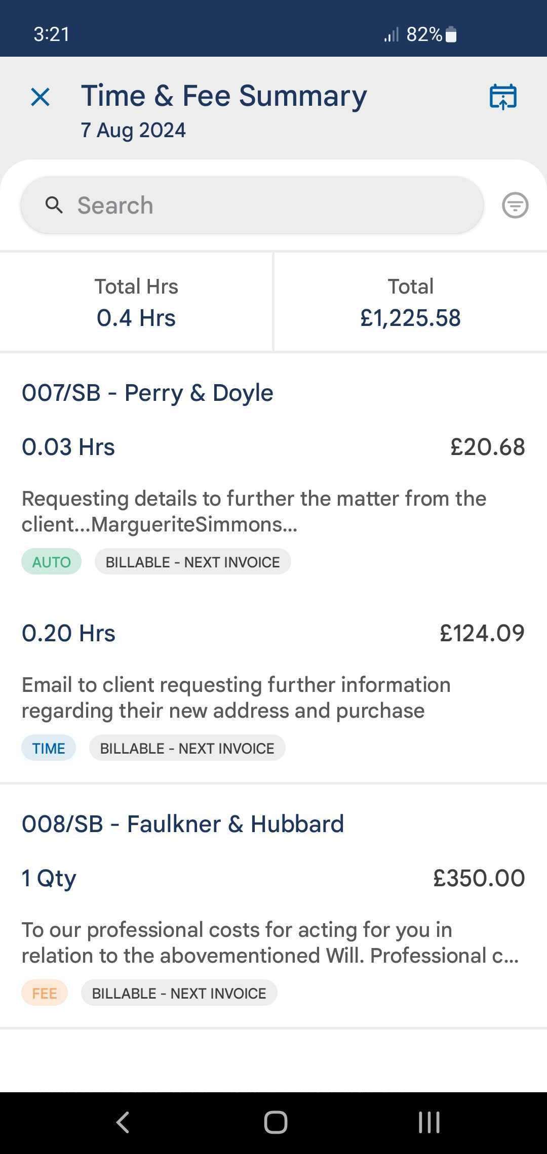 Tme and Fee Summary UK