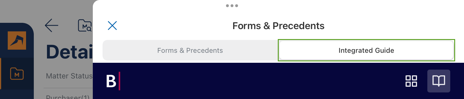 IGV3 Integrated tab in Forms and Precedents