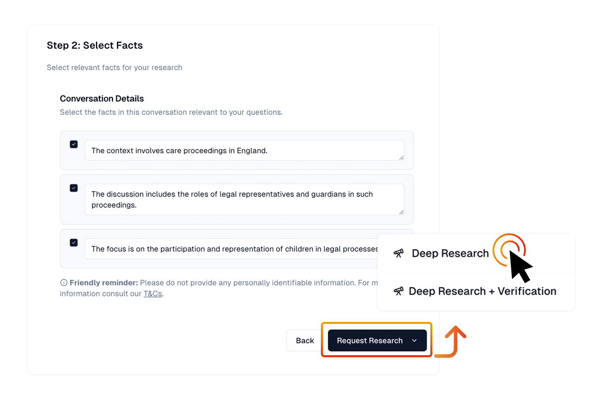 UK Aug25 LawY Product - Step 3 Select Facts and Request