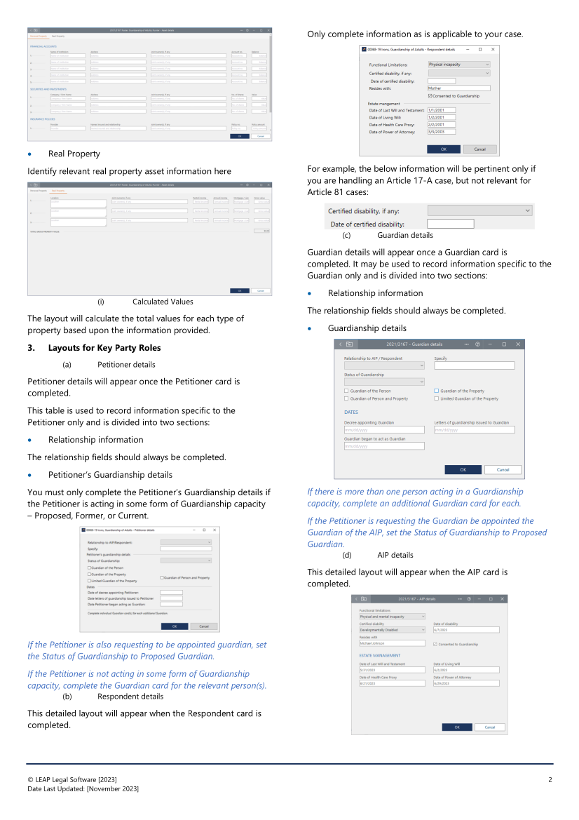 How to complete a Guardianship of Adults matter