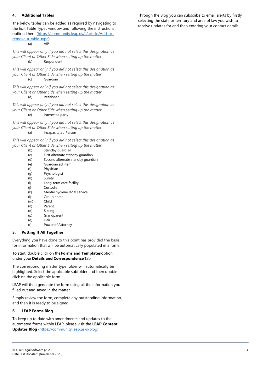 How to complete a Guardianship of Adults matter