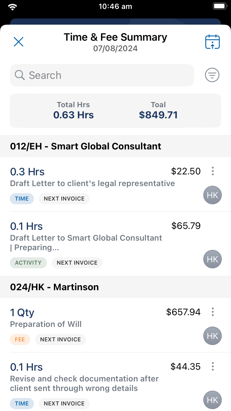 iOS Time and Fee Summary US
