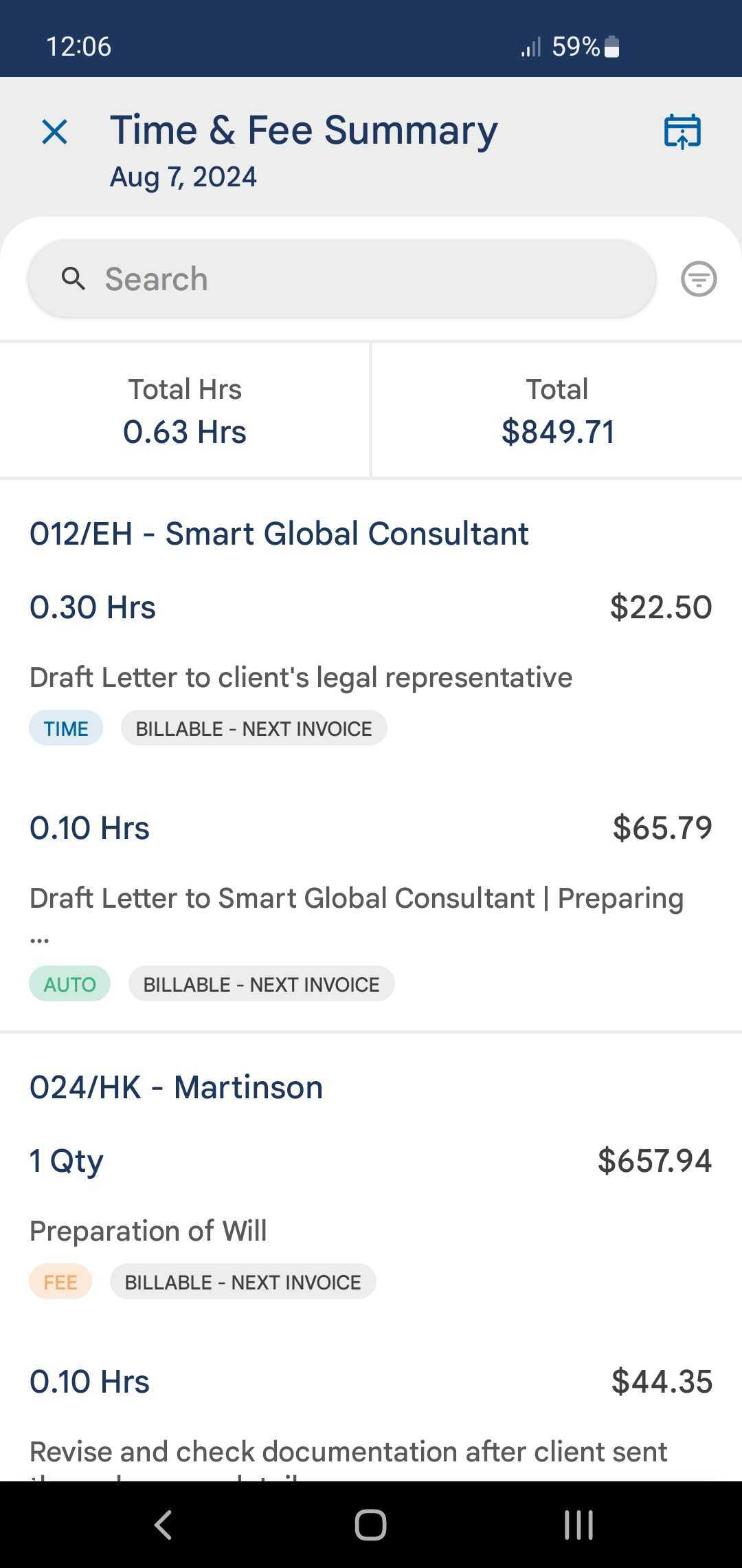 Tme and Fee Summary US